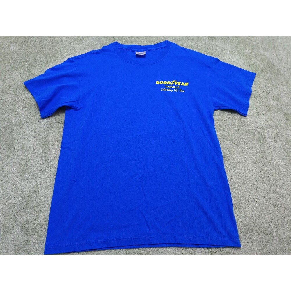 Vintage Goodyear 50 Anniversary Danville (USA Made) L  Blue  Tee Shirt